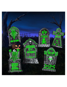 Decoraciones de Tumbas de Halloween CiniQy, Paquete de 6 Grandes
