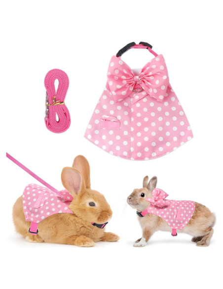 Conjunto Arnés y Correa para Conejos Habbiful Rosa S