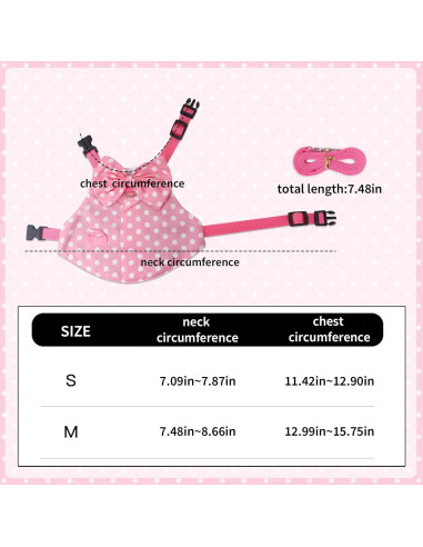 Conjunto Arnés y Correa para Conejos Habbiful Rosa S