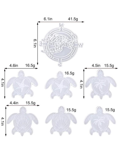 Kit de Moldes de Resina KABAKE para Campanas de Viento Tortuga Marina