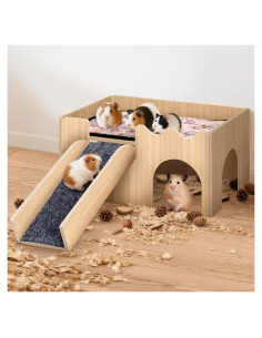 Castillo de Madera para Cobayas Mittimiya 38x24cm con Escaleras