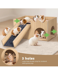 Castillo de Madera para Cobayas Mittimiya 38x24cm con Escaleras 2