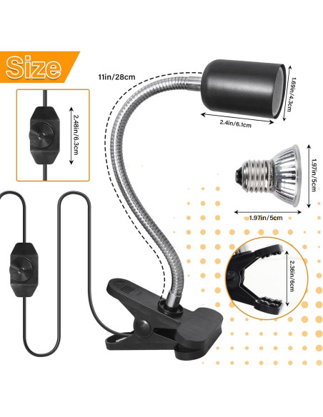 Lámpara de Calor DUMILOO para Reptiles 50W UVA UVB Regulable