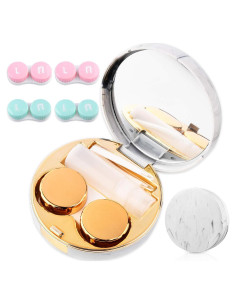 Estuche de Lentes de Contacto Cauyuan Portátil con Espejo