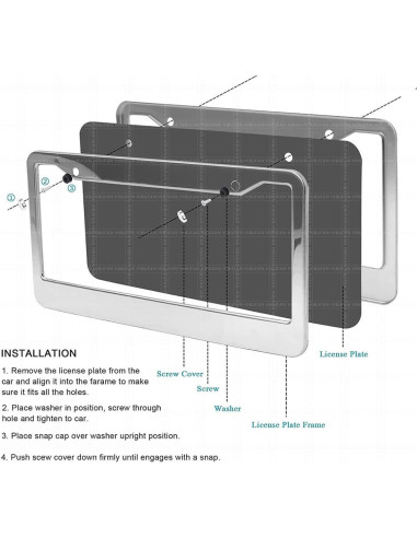 Paquete de 2 Marcos de Placas de Licencia HIBUFAN Universal