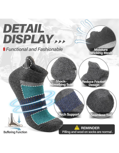 6 Pares Calcetines de Merino Anlisim para Correr y Senderismo