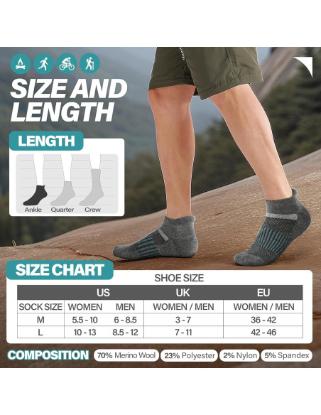 6 Pares Calcetines de Merino Anlisim para Correr y Senderismo