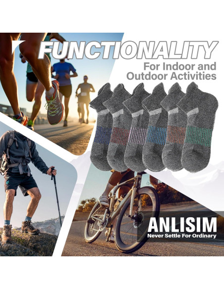 6 Pares Calcetines de Merino Anlisim para Correr y Senderismo