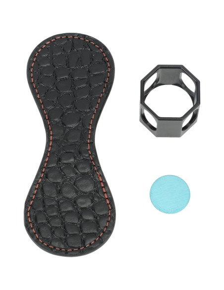 Soporte magnético para tiza de billar Pyhodi, aluminio y cuero