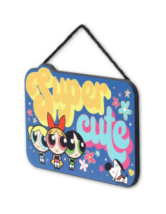 Cartel Colgante de Madera Chicas Superpoderosas Retro 21x14 cm 2