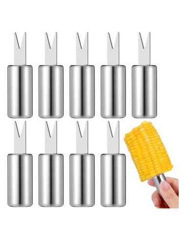 Tenedores para Mazorcas de Maíz Luxshiny - 10 Piezas Acero Inoxidable