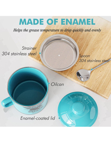 Contenedor de Grasa de Tocino PGYARD 425 ml con Colador - Azul Claro