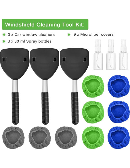 Kit de Limpieza de Parabrisas Tallew 3 Pcs con Mango Extensible