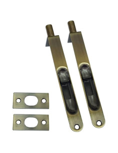 Pestillo Redondo de Latón Antiguo QCAA - Paquete de 2