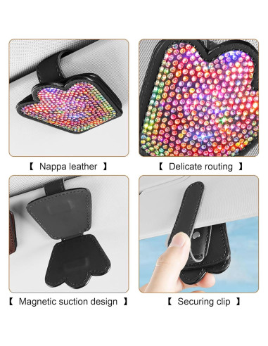 Soporte para Gafas de Coche JIZHYMI G04 Plata con Clip Magnético