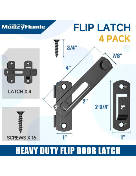 Cierre de Puerta Deslizante MaozyHomie 4 Pzas Acero Inoxidable