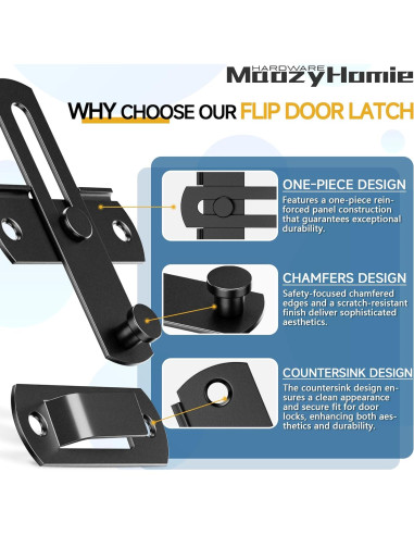 Cierre de Puerta Deslizante MaozyHomie 4 Pzas Acero Inoxidable