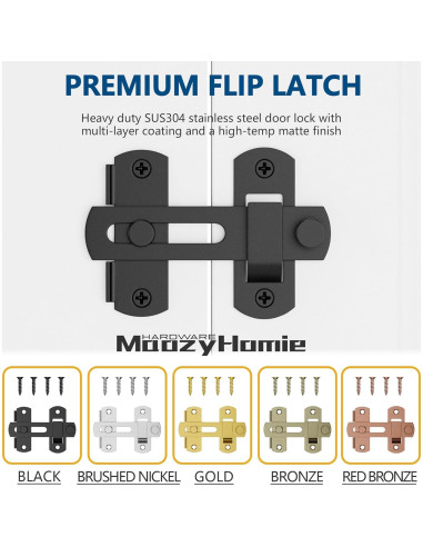 Cierre de Puerta Deslizante MaozyHomie 4 Pzas Acero Inoxidable