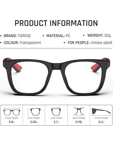 Gafas de Seguridad TOREGE Antivaho Antiluz Azul para Trabajo