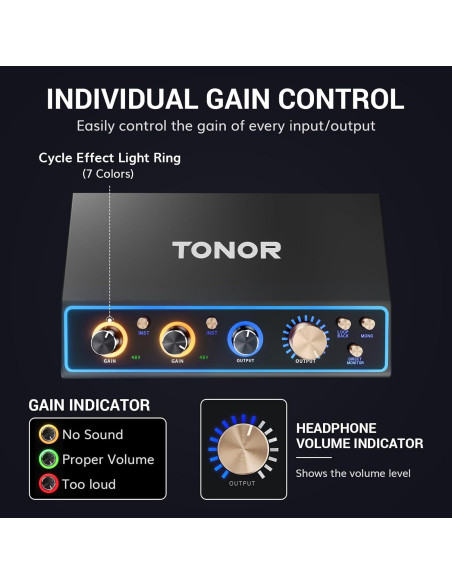 Interfaz de Audio TONOR TX510 USB 2 Canales XLR Negro