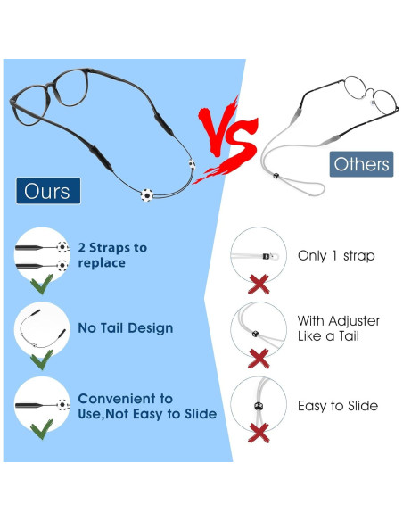Correa Ajustable para Gafas Amabro 2PCS 23.5-35.5cm Deportiva