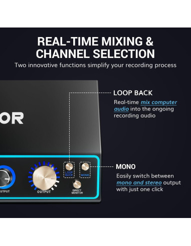 Interfaz de Audio TONOR TX510 USB 2 Canales XLR Negro