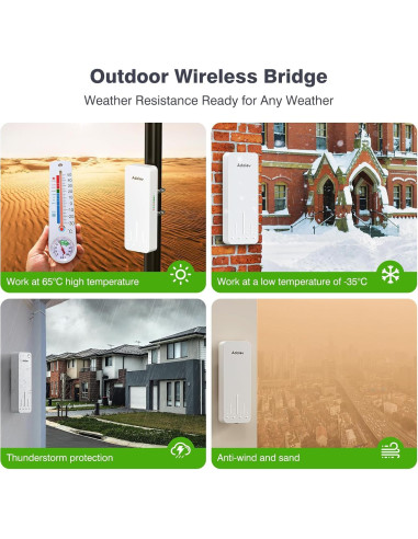 Kit de Puente Inalámbrico Adalov CPE662 3PCS 3KM 5.8GHz