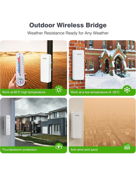 Kit de Puente Inalámbrico Adalov CPE662 3PCS 3KM 5.8GHz