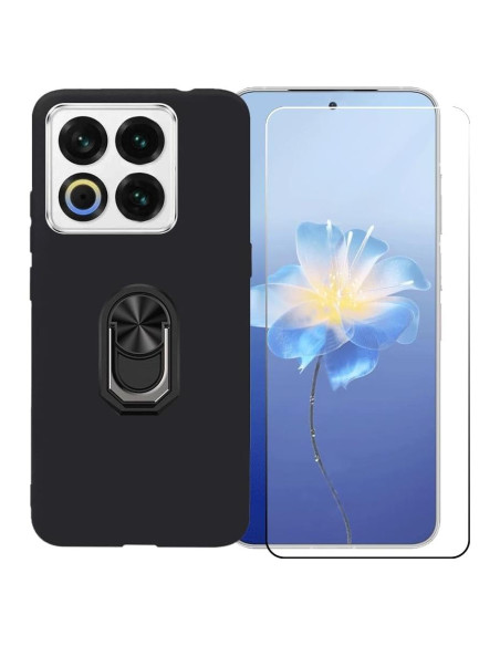 Funda TPU Negra con Soporte + Protector Vidrio Meizu 22