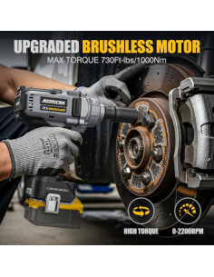 Llave de impacto inalámbrica ADOTOCAM 1/2" 1000 Nm 20V 2