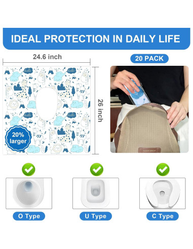 20 Cubiertas de Asiento de Inodoro Desechables Peyazoco - Extra Grandes