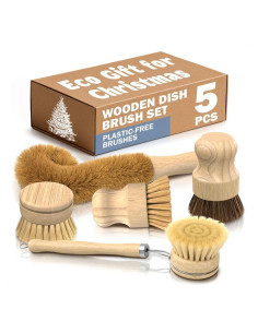 Juego de 5 cepillos de bambú ZOKLU para platos y botellas