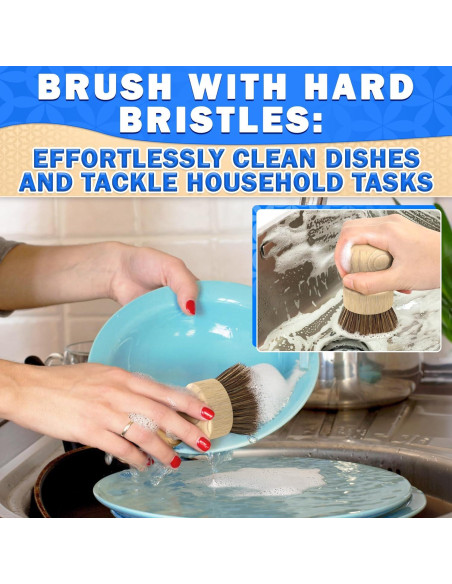 Juego de 5 cepillos de bambú ZOKLU para platos y botellas