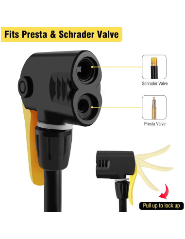 Bomba de Bicicleta WEIDMAX Manual 160 PSI Doble Válvula