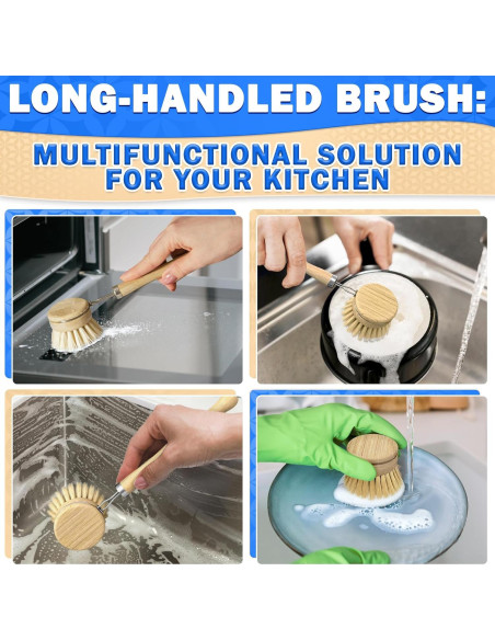 Juego de 5 cepillos de bambú ZOKLU para platos y botellas