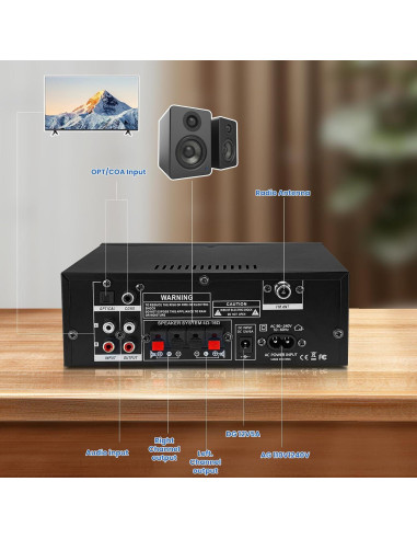 Amplificador de Audio Estéreo 1000W Bluetooth 5.3 AK55