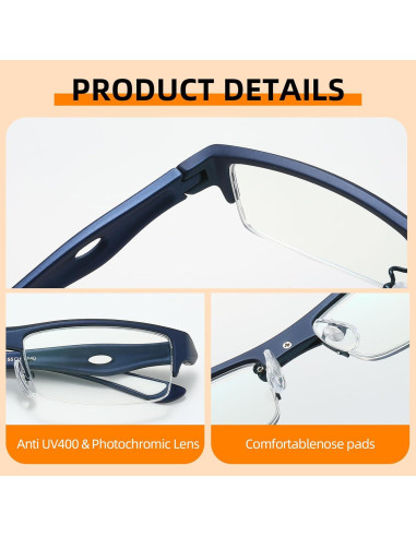 Gafas de lectura deportivas JOLLYNOVA con luz azul 1.5x