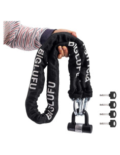 Candado de Cadena BIGLUFU 120cm x 15mm Irrompible para Motocicleta