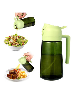 Botella Spray de Aceite de Oliva 470ml Verde - Dispensador 2 en 1