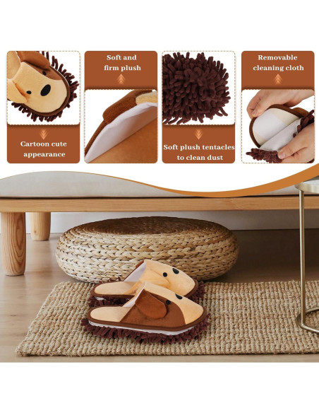 Zapatillas de Mopa Microfibra Liitrton para Limpieza Suelos Marrón 4.5-6