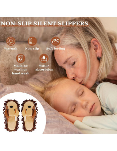 Zapatillas de Mopa Microfibra Liitrton para Limpieza Suelos Marrón 4.5-6