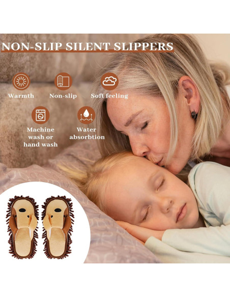 Zapatillas de Mopa Microfibra Liitrton para Limpieza Suelos Marrón 4.5-6