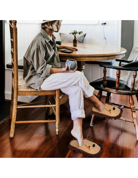 Zapatillas de Mopa Microfibra Liitrton para Limpieza Suelos Marrón 4.5-6