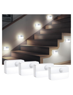 AMIR 4 Luces LED de Sensor de Movimiento para Escaleras 40 Lúmenes