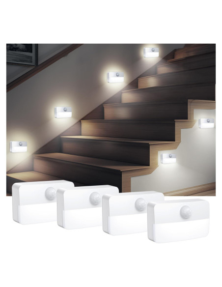 AMIR 4 Luces LED de Sensor de Movimiento para Escaleras 40 Lúmenes