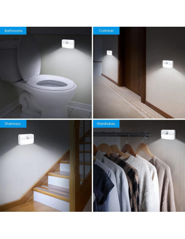 AMIR 4 Luces LED de Sensor de Movimiento para Escaleras 40 Lúmenes