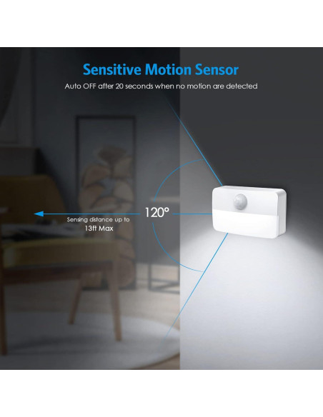 AMIR 4 Luces LED de Sensor de Movimiento para Escaleras 40 Lúmenes