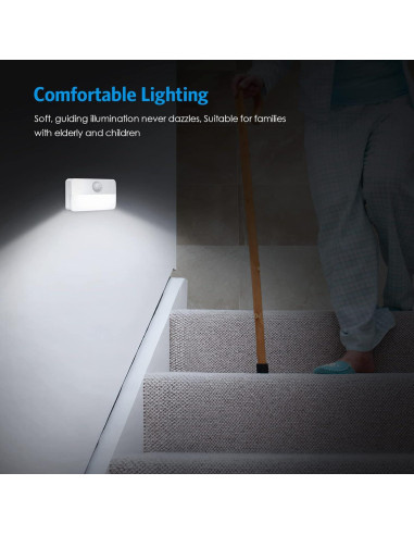 AMIR 4 Luces LED de Sensor de Movimiento para Escaleras 40 Lúmenes