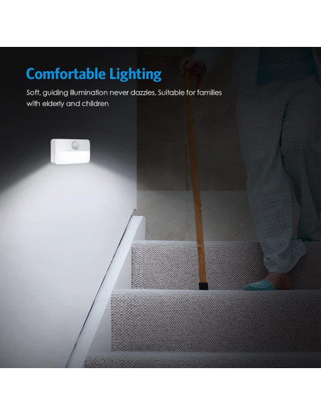 AMIR 4 Luces LED de Sensor de Movimiento para Escaleras 40 Lúmenes