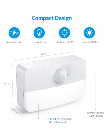 AMIR 4 Luces LED de Sensor de Movimiento para Escaleras 40 Lúmenes